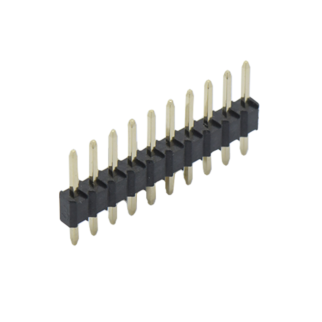 Pitch 2.50mm 180º 单排 H3.3W2.54 DIP 排针 L=18MM (7.5/3.4) 10Pin PA9T,94V-0 黑色 镀全金G/F